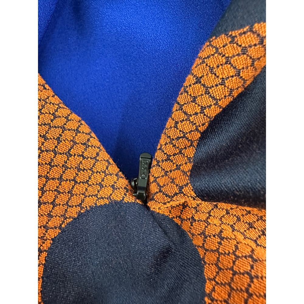Maeve Anthropologie Rokin Orange Navy Polka Dot Cross Back Dress 6 - Picture 8 of 11